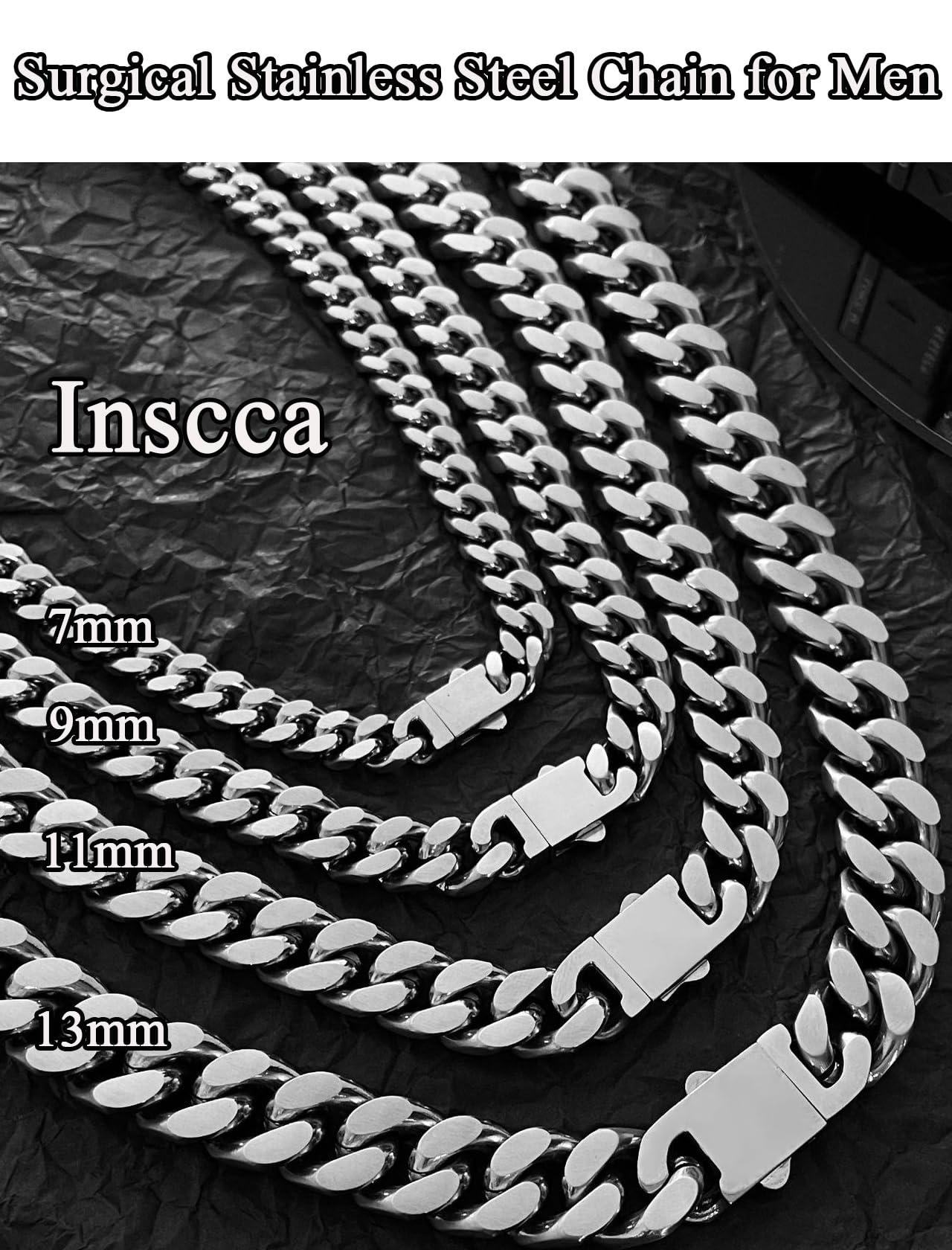 Collana Uomo Acciaio Inossidabile Sottile/Grosse 7/9/11/13 mm Collane Cubana Argento Chirurgico 316L Catena Donna Girocollo Catena Womo Inox Punk Hip Hop Rapper Catenina 45/50/55/60/70 cm