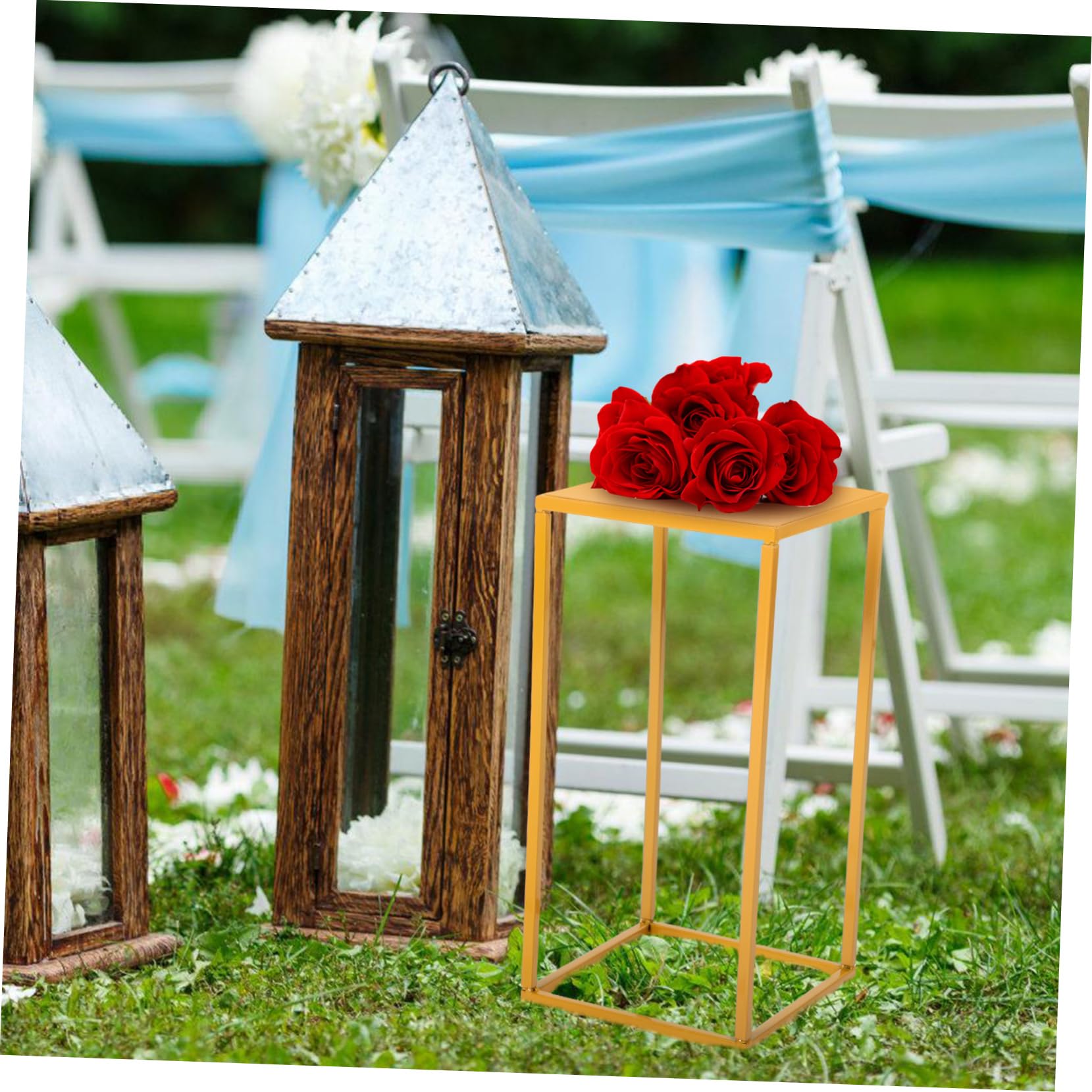 POPETPOP Colonna Floreale per Matrimonio in Ferro Oro, Supporto Decorativo | Allestimento per Cerimonie e Compleanni, Scena da Palco, Sfondo per Foto, Design Elegante