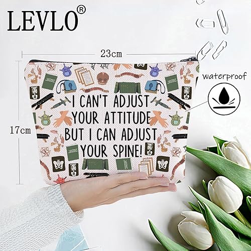 Miniatura 2 de LEVLO Bolsa de cosméticos para quiroprácticos, regalo para terapeuta de masaje, no puedo ajustar tu actitud, pero puedo ajustar tu columna vertebral