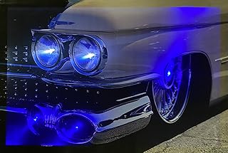Quadro a LED con illuminazione a LED, 65 x 45 cm, immagine luminosa US CAR, bianco/blu