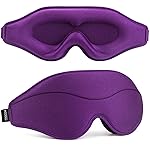 MOEASEii Sleep Mask - Total Blackout 3D Sleeping Mask, Super Lightweight & Silky Soft Eye Mask for Sleeping, Fully Adjustable Fit for Home, Office, Traveling, Meditation, Yoga, Purple