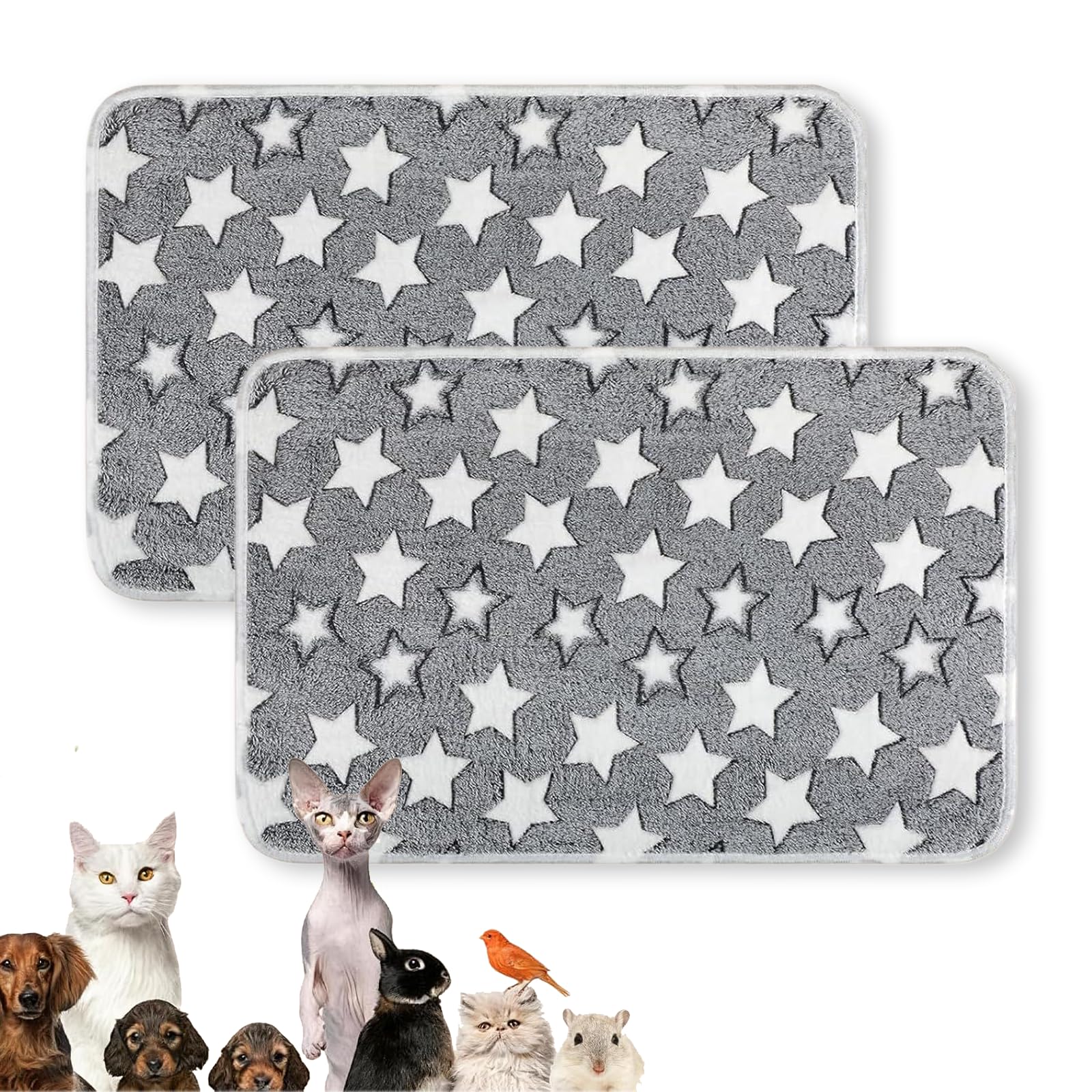 Juego de 2 mantas para animales pequeños, base lavable para cobayas de forro polar de coral, almohadillas PIPI alternativa para jaula de sofá coche, manta de forro polar suave para conejos