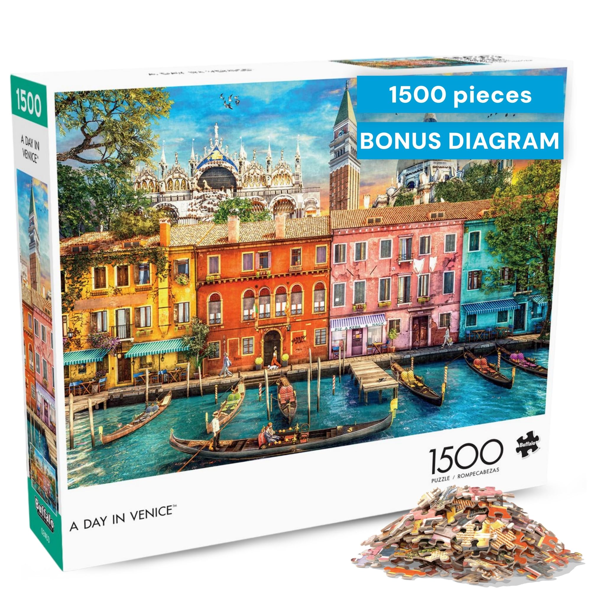 Buffalo Games - A Day in Venice - 1500 Piece Jigsaw Puzzle for Adults Challenging Puzzle Perfect for Game Nights - Finished Size 31.50 x 23.50