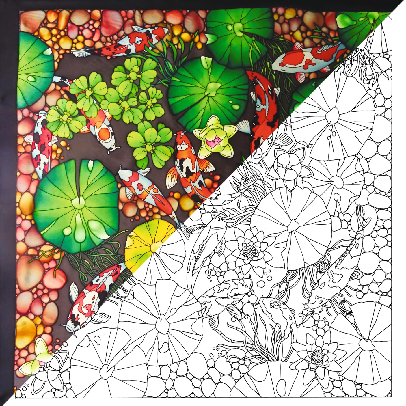 DUPCARPW151C - Carré 100% soie - Tissu à peindre - 90x90cm - Bassin Japonais - Peinture sur soie - Activité créative