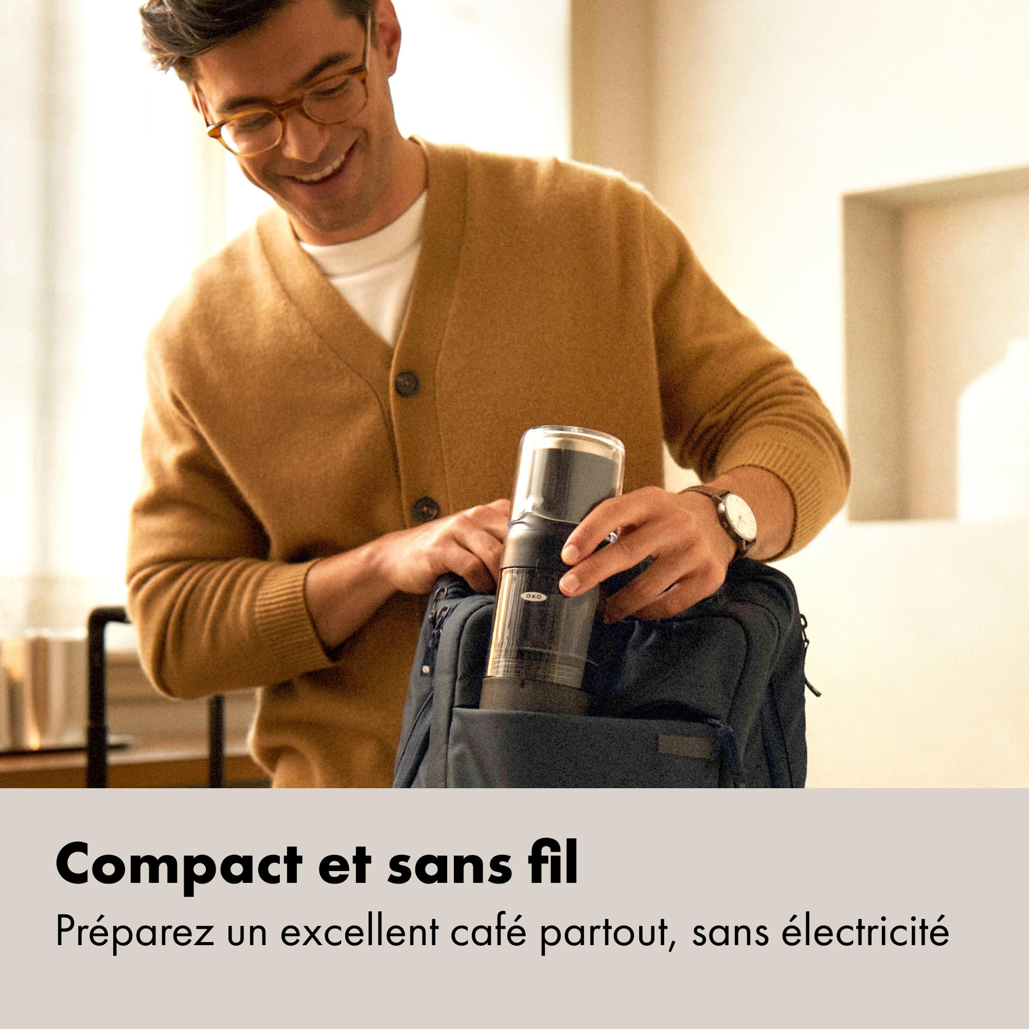 OXO Brew Rapid Cafetière – cafetière manuelle portable avec filtre intégré en acier inoxydable, intensité réglable, compacte et légère, sans besoin de dosettes ni filtres en papier