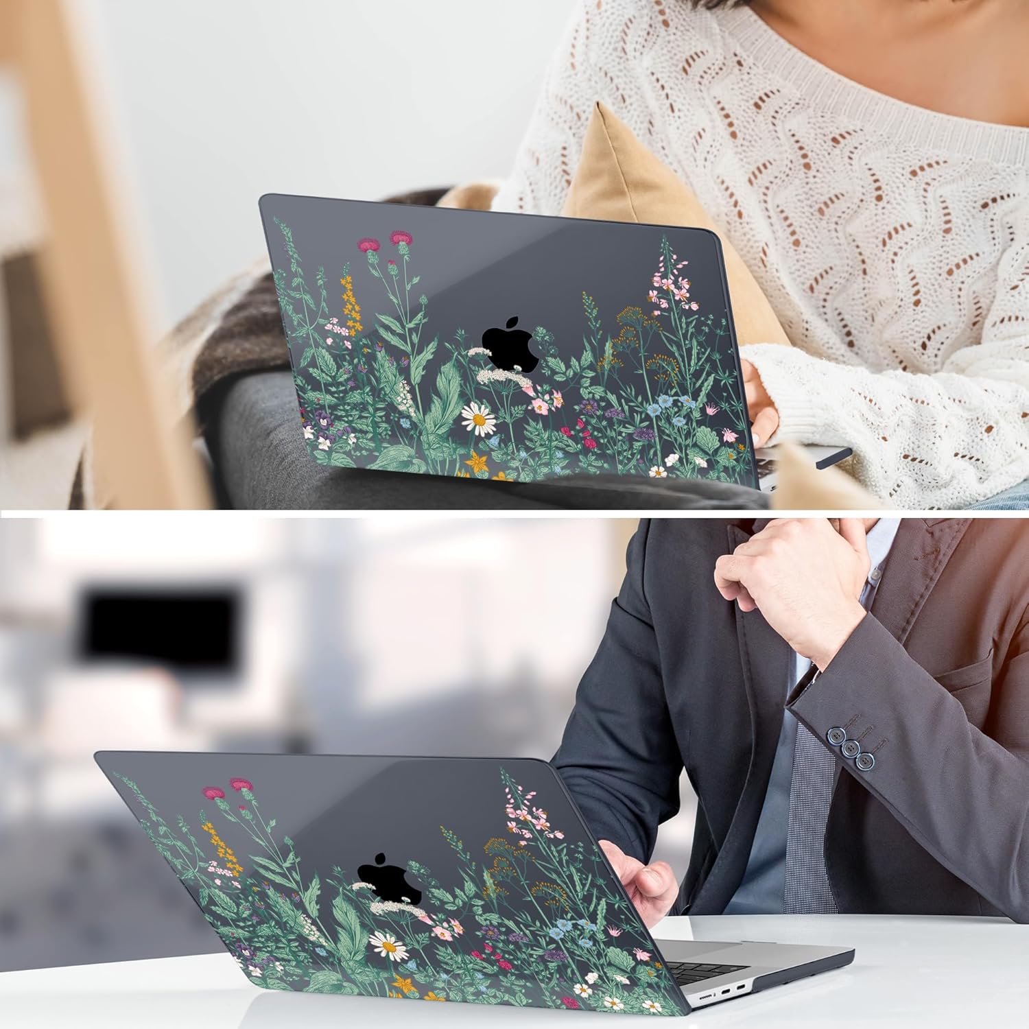 DONGKE Compatible with M5 MacBook Air 15 inch Case 2026 2025-2023 A3448 A3241 A3114 A2941 M4 M3 M2 Liquid Retina Display Touch ID, Protective Hard Shell Cover & Keyboard Skin - Garden Florals