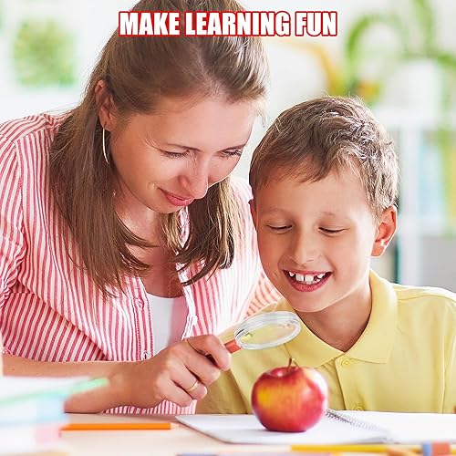 Miniatura 7 de Elcoho Paquete de 16 lupas de plástico coloridas para recuerdos de fiesta, juguetes educativos con bolsa de almacenamiento, 8 colores