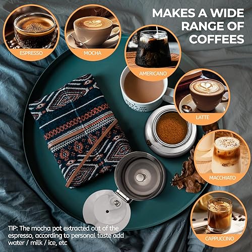 Miniatura 6 de Cafetera Moka de acero inoxidable, 12 tazas de 20.3 fl oz, cafetera de café expreso para estufa, cafetera estilo clásico italiano, Greca, Cafetera,