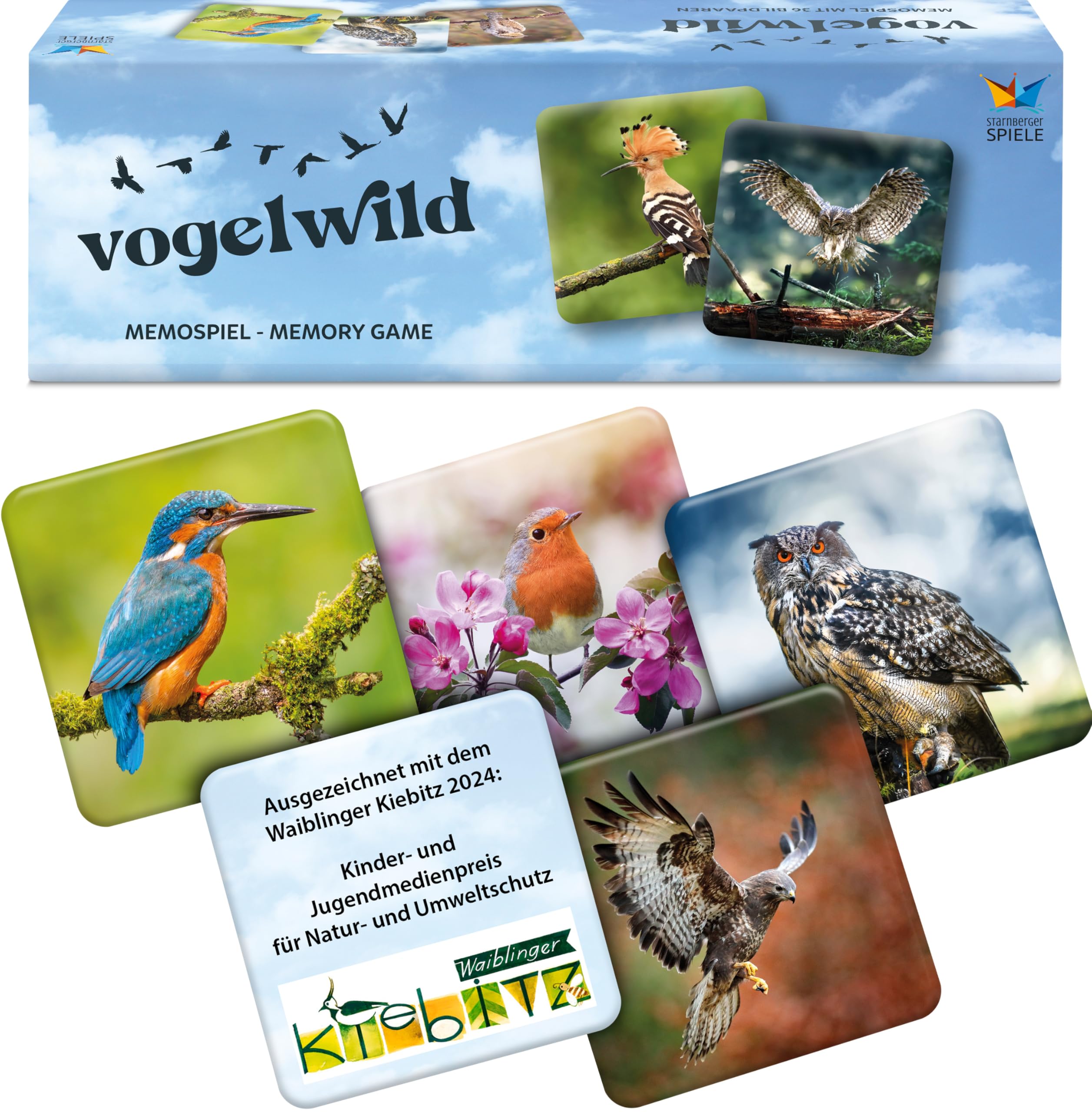 Starnberger Spiele - Vogelwild - Memospiel- Kartenspiel für Erwachsene und Kinder ab 6 Jahren - Geschenk für Vogel- und Naturliebhaber