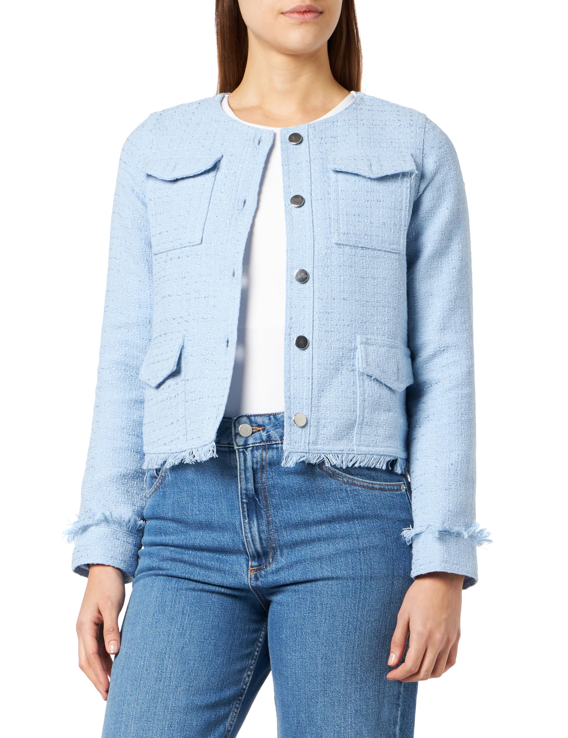 Trendyol Women's Damen Gerade Lange Ärmel Regulär Jacke Jacket, Blue, XS/S