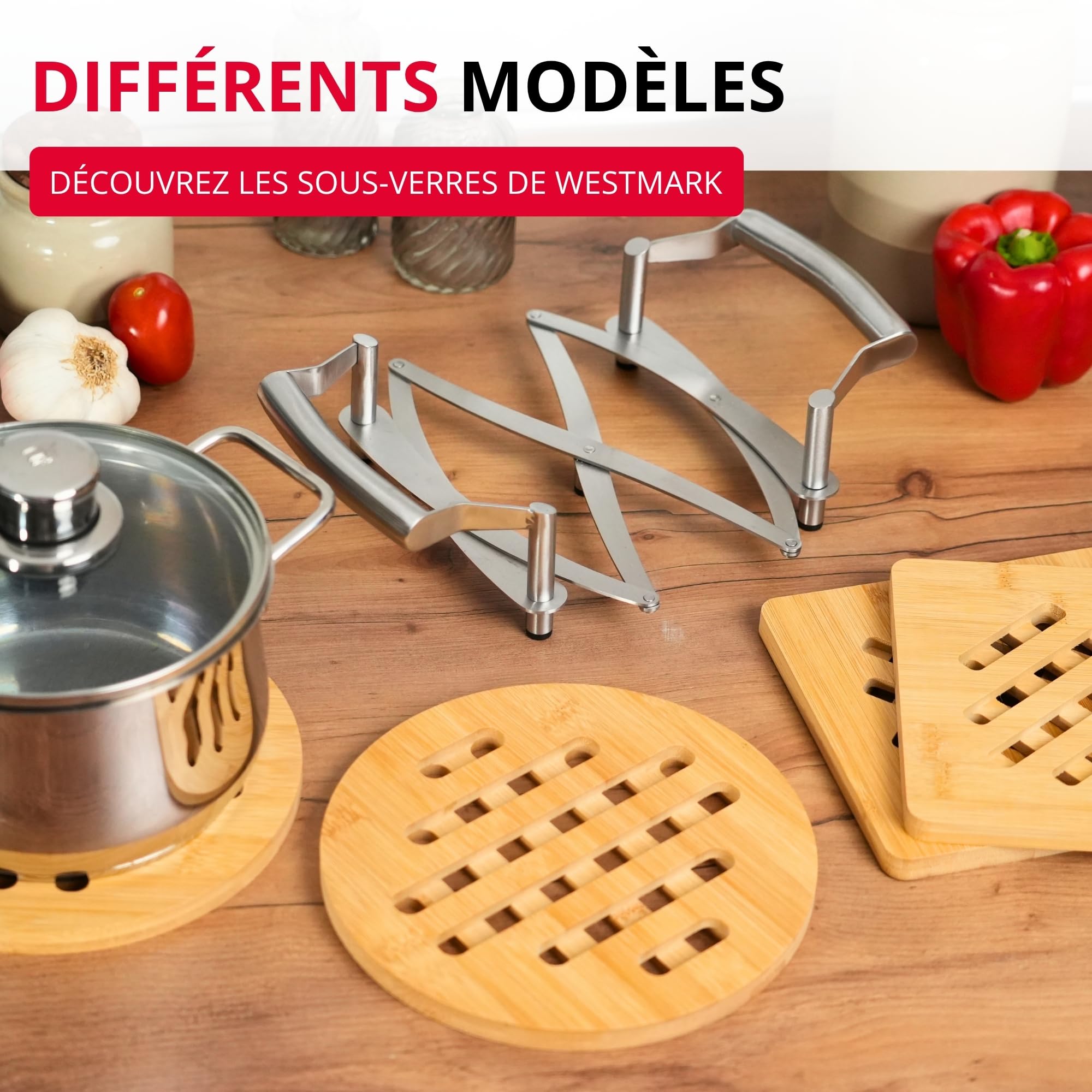 Westmark Dessous de Plat Extensible, longueur : 18 à 42 cm, acier inoxydable, Flexi, couleur : argenté, 16412260