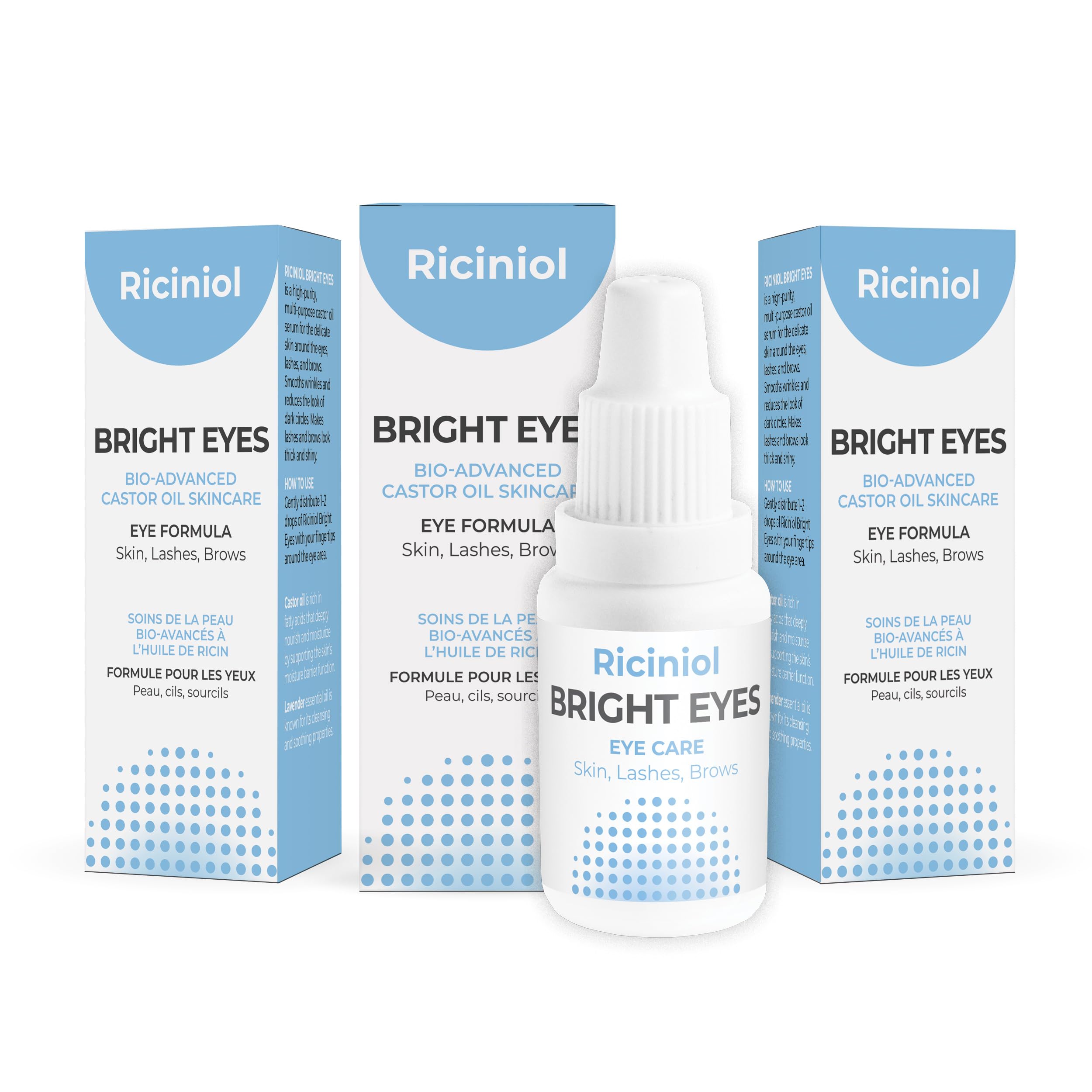 Riciniol Bright Eyes -Bio-Advanced Castor Oil Ointment Eye Formula for Skin, Lashes, and Brows, 15 ml (Pack of 3)