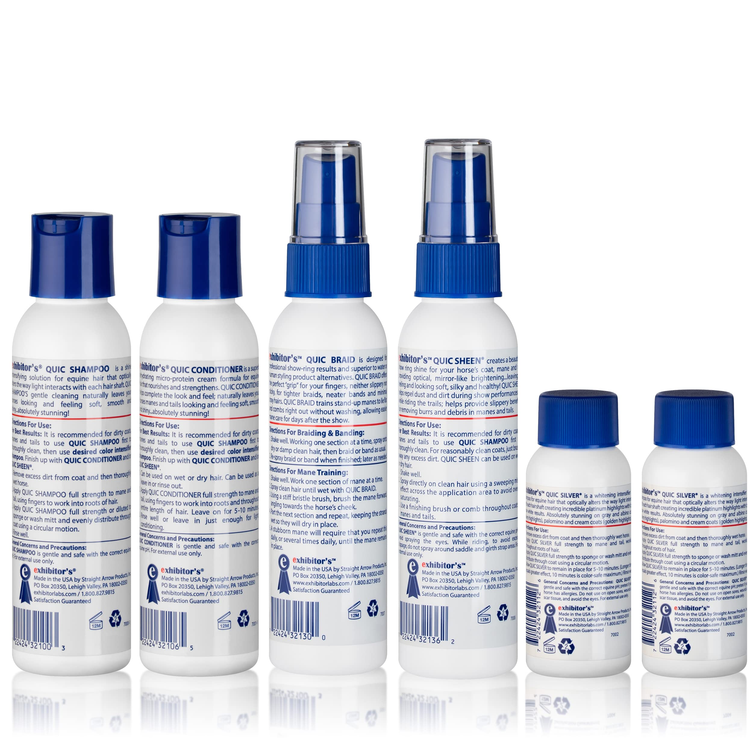 Exhibitor's Quic Silver Sampler Kit - Includes Shampoo, Conditioner, Braid, Sheen (3.4 oz Each), and Two Quic Silver (2 oz) - Intense Cool Ashy Highlights