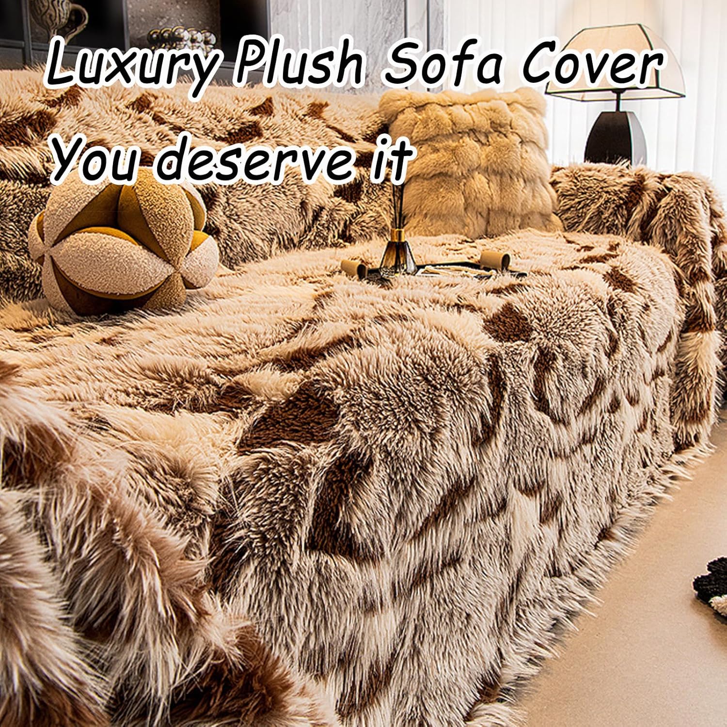 Funny Fuzzy Sofa Cover, Faux Fur Thick Warm Couch Cover Blanket for Couch Bed Sofa, Luxury Home Decor Pets Washable Slipcover Grey 180x420cm/70.87x165.35in