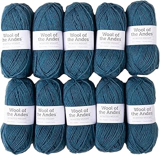 Wool of The Andes Yarn Pack - 10 Skeins of Blue 100% Wool Worsted Weight Yarn (Baltic Heather) - Buy now