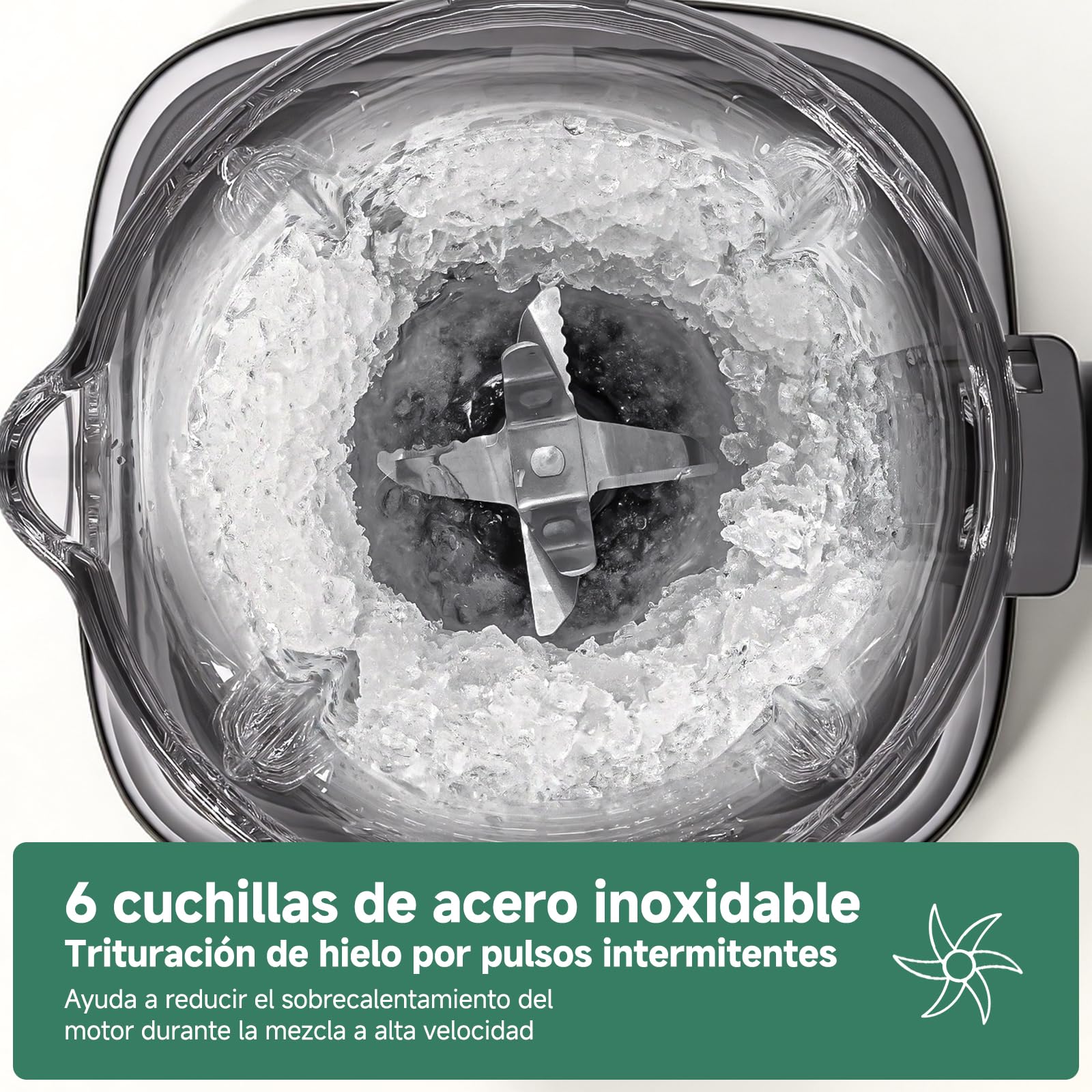 AMZCHEF Batidora de vaso de Cristal 1200W, Jarra de cristal de 1,5L Resistente al Calor, 5 Velocidades + 3 Programas (Smoothie, Hielo Picado, Auto-Limpieza),6 Cuchillas de Acero Inoxidable