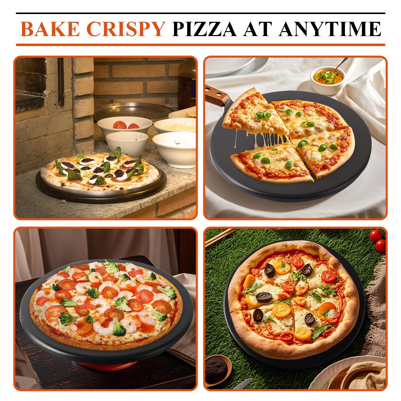 DAJAVE Pietra per pizza piccola, Ø 26 cm, rotonda, in ceramica cordierite smaltata, adatta per barbecue a gas e forno, adatta per tutte le griglie, adatta anche come mattoni per il pane