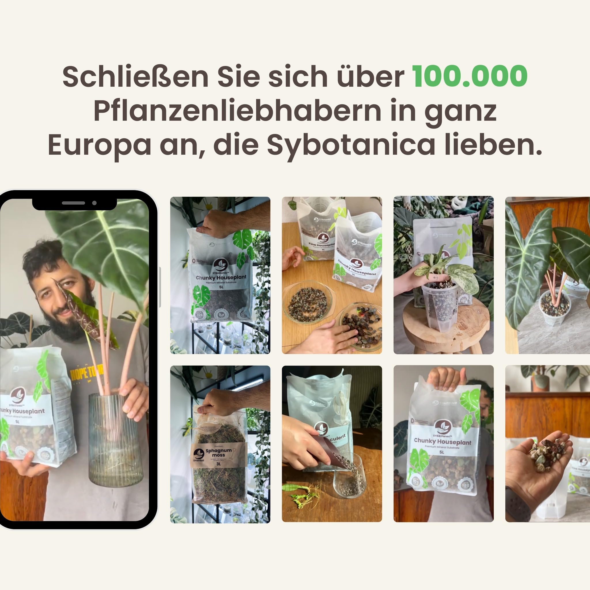 Sybotanica - Chunky Zimmerpflanzen Mineral-Mix - 5L - SYBAStones Mineralisches Substrat - 100% frei von Trauermücken - Hält jahrelang - ~180 Tage Pflanzennahrung - Für Zimmerpflanzen-Fans