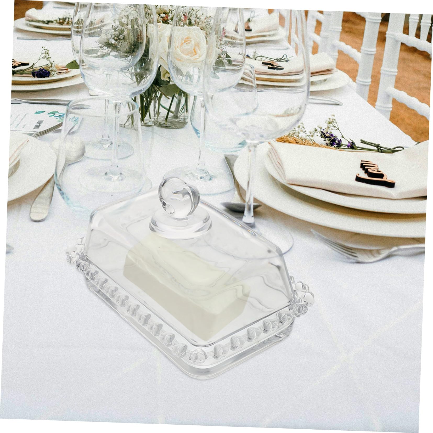 Beurrier En Verre Transparent Avec Couvercle, Plaque à Beurre Compacte, Verre Résistant, Conservation Fraîcheur, Usage Quotidien, Adapté Réfrigérateur, Modèle Cœur Design