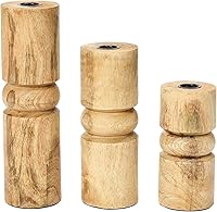 Vista 8 de Main + Mesa Juego de 3 portavelas cónicos apilados de madera