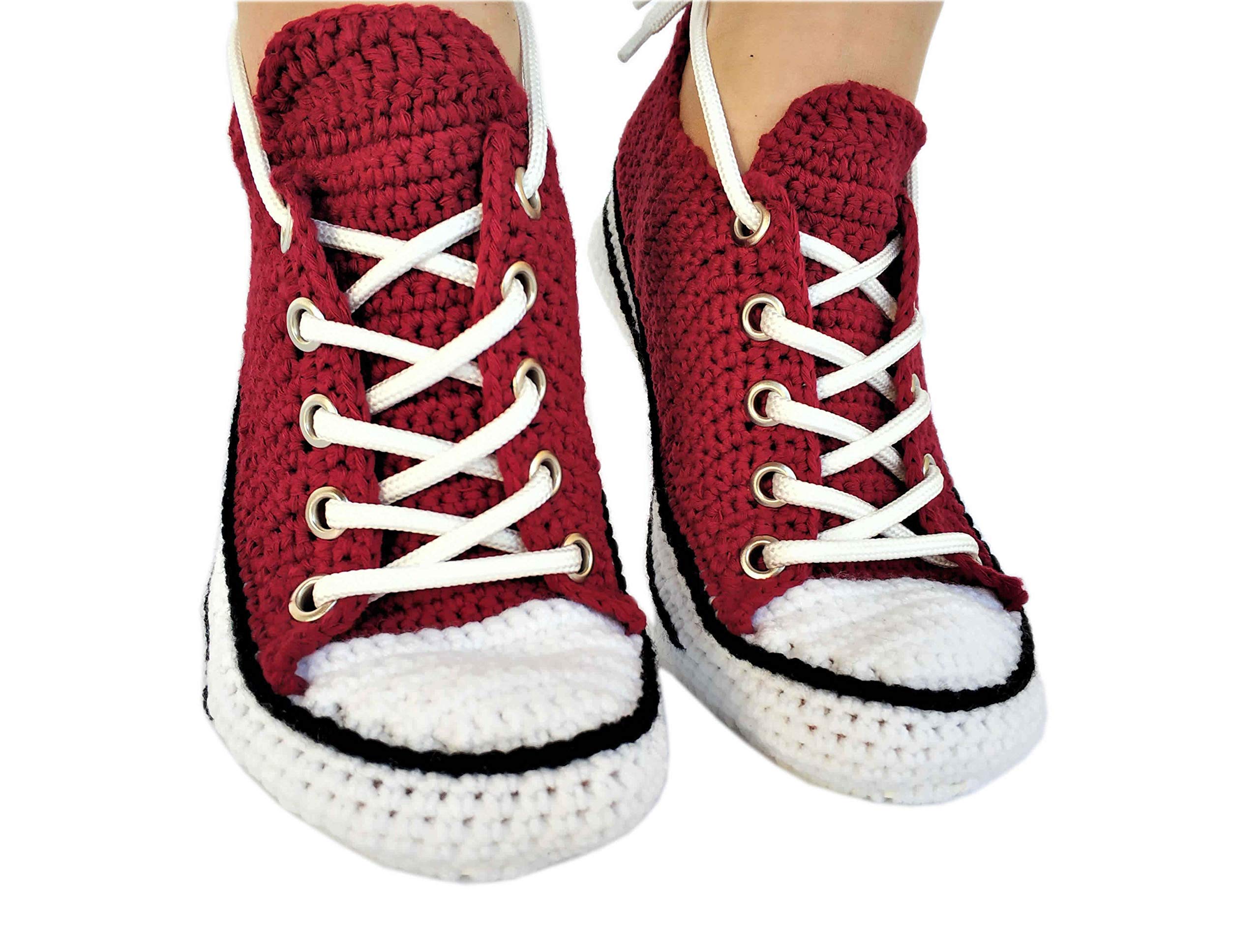 Handmade Crochet Bunny Ballet Slippers | Organic Cotton Comfortable Shoes for Winter | Anti-Slip Soles