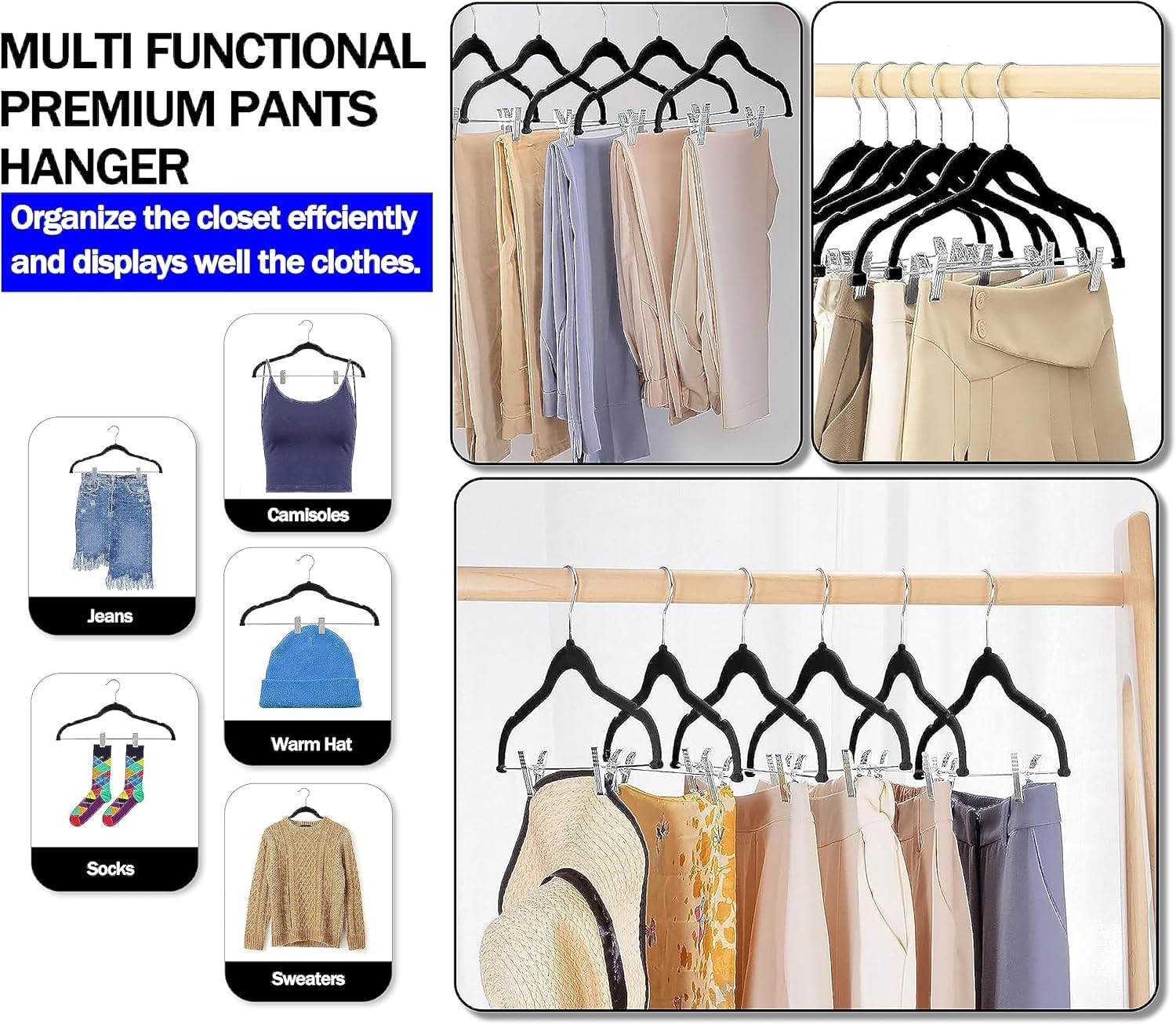 GVTECH Grucce in velluto con clip, confezione da 24 grucce in metallo per pantaloni, gonne, abiti, abiti e camicie, appendiabiti in feltro antiscivolo (rosa, confezione da 24)