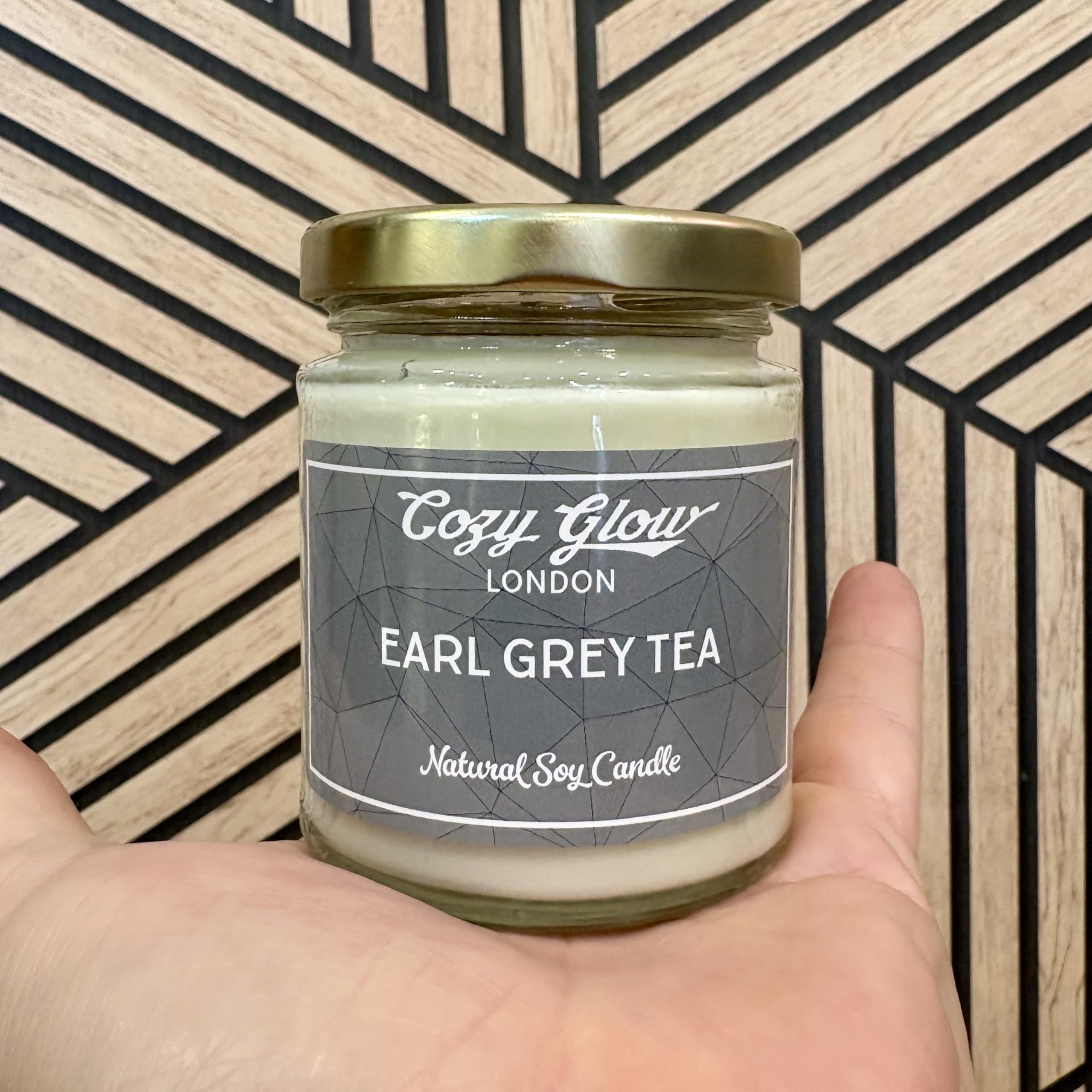 Cozy Glow Earl Grey Tea Candle, Soy Wax, 3 Sizes, Bergamot and Black Tea Scent (Medium)
