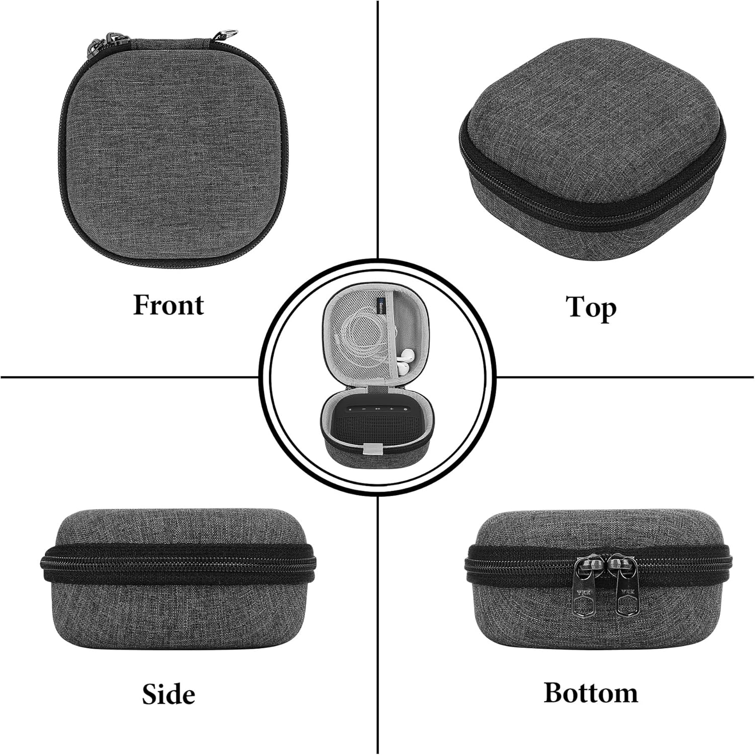 Geekria Shield Speaker Case Compatible with Bose SoundLink Micro II, Replacement Hard Shell Portable Protective Travel Carrying Bag with Cable Storage, Keychain Hook (Dark Grey) - Image 4
