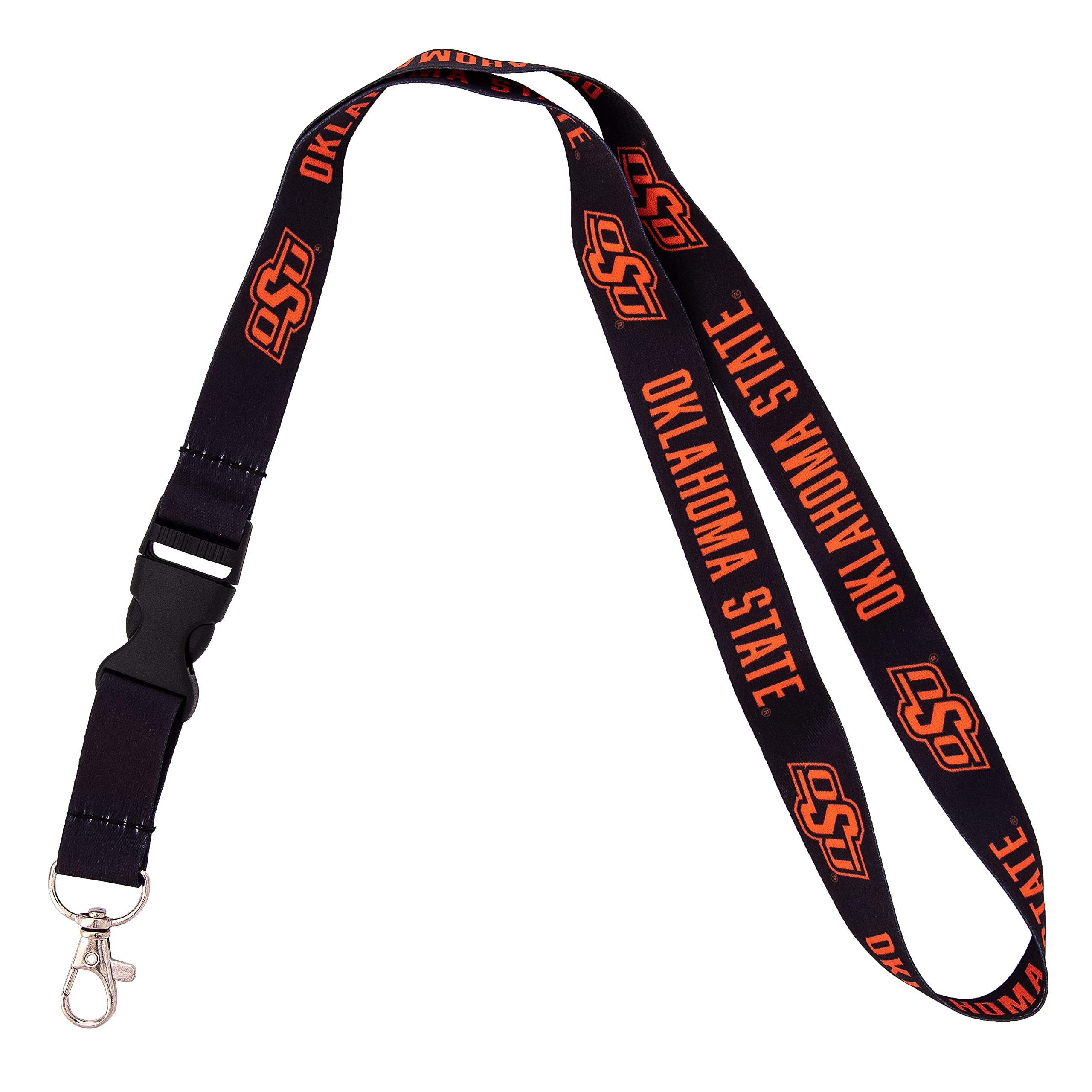 Desert Cactus Oklahoma State University Car Keys ID Badge Holder Lanyard Keychain Detachable Breakaway Snap Buckle (Black), Multicolored, 1.5 feet