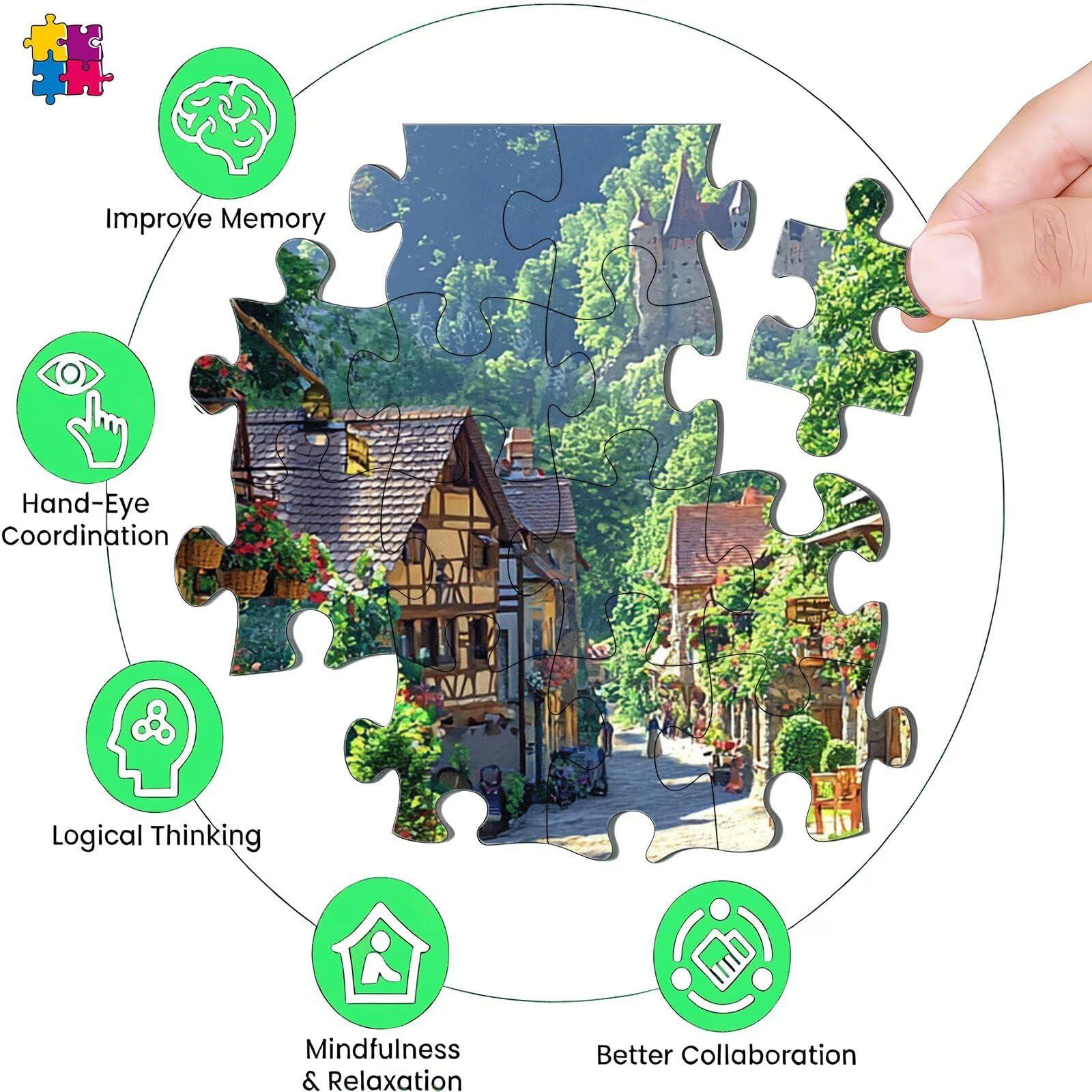 Puzzle 6000 elementów, las wioska puzzle 6000 elementów dorośli i dzieci, premium artystyczna łamigłówka, 179,5x105,5 cm Klasyczna gra puzzli dla dorosłych, dekoracja domu, prezent dla mężczyzn s7h-36