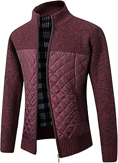 Giacca da Uomo Europea e Americana Moda Casual Giovanile Color Block Ispessimento Caldo Giacca a Maniche Lunghe da Uomo in Maglia