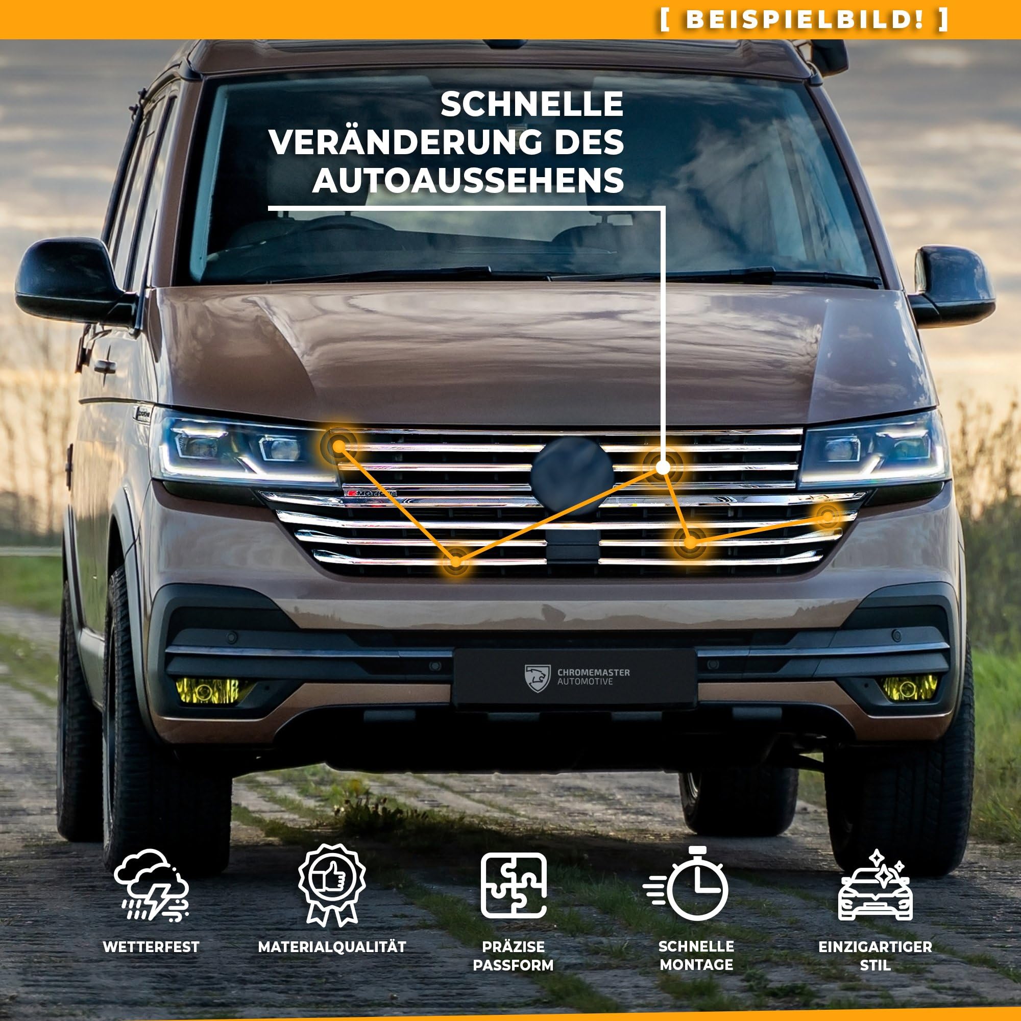 CHROMEMASTER | Kompatibel mit VW Crafter 2017+ | Leisten für Kühlergrill, Zierblenden, Rostfreier Stahl Poliert | Perfekte Passform; Neues, Attraktives Erscheinungsbild des Fahrzeugs