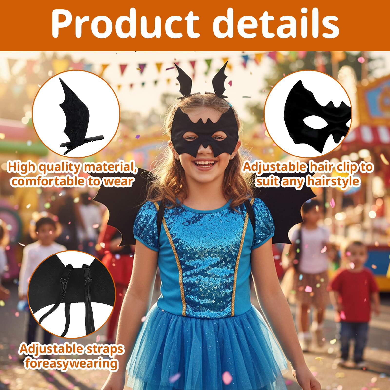 SrgPui 3-Piece Bat Wings For Teenagers Aged 12 and Above, Bat Costume Set including Mask And Wings - Image 3