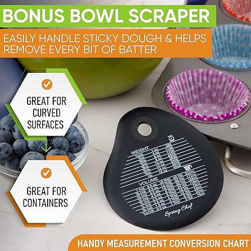 Miniatura 8 de Spring Chef Pelador de verduras giratorio de alta calidad y raspador de banco de acero inoxidable con raspador de cuenco adicional, paquete de 2