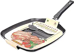 Bistequeira/Grill Retangular E Espátula Alumínio Fortaleza Preto