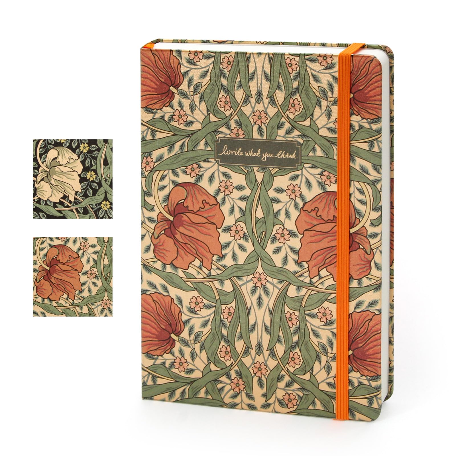 WETLOTE A5 Notebook, Blank,With Fabric Cover, Retro Gold Foil Hardcover Journal With Writing Guide, 212 Pages 80gsm Paper, Diary For Office, School & Gift,Orange Blossom Cover