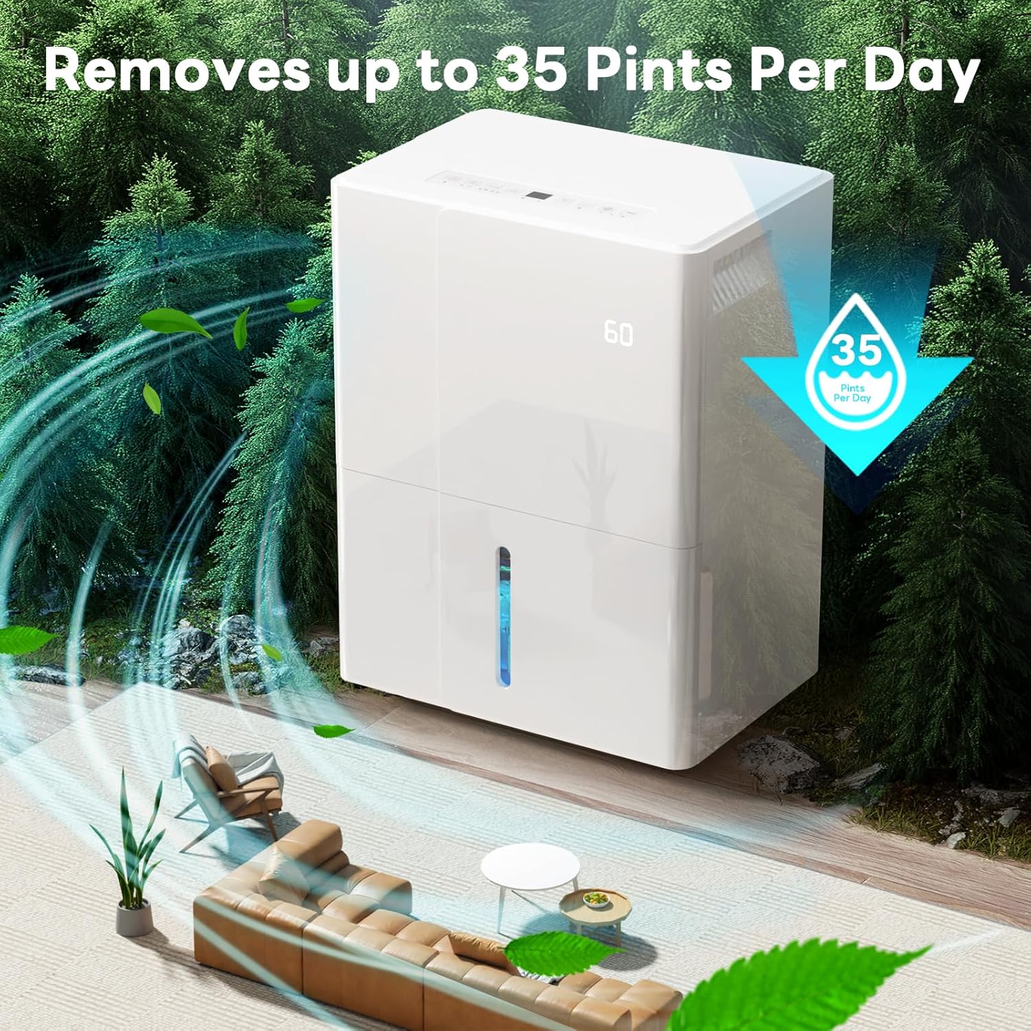ZAFRO Dehumidifier removing moisture in a room