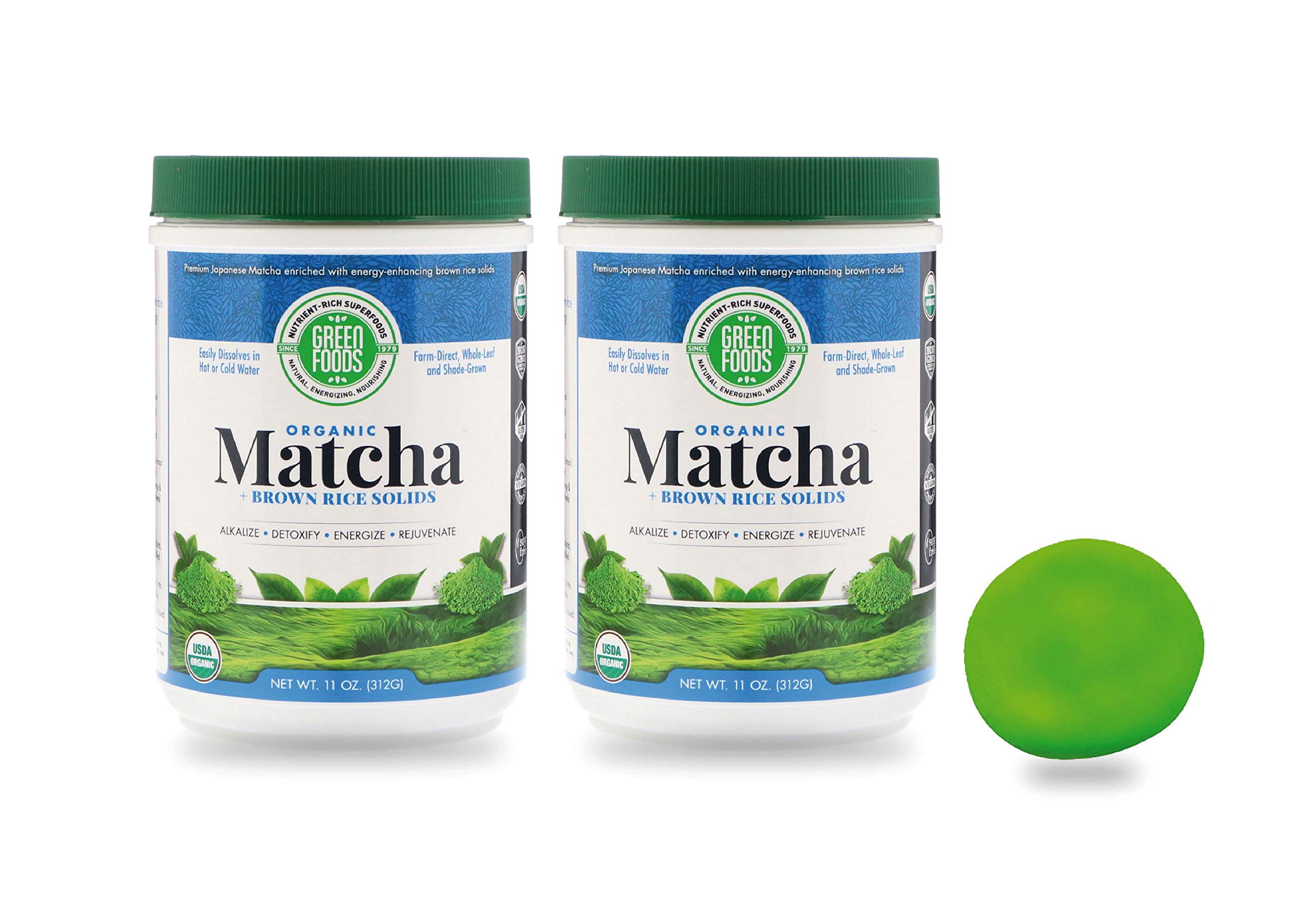 Green Foods Organic Matcha Green Tea Powder - Antioxidants and Energy – 2 Pack 11 oz Plus Stress Ball (22 Oz with 120 Servings total)