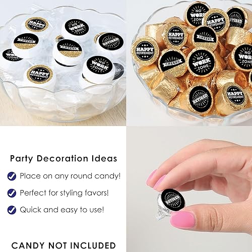 Miniatura 5 de Big Dot of Happiness Happy Retirement - Calcomanías pequeñas redondas de caramelo para fiesta de jubilación - 324 unidades