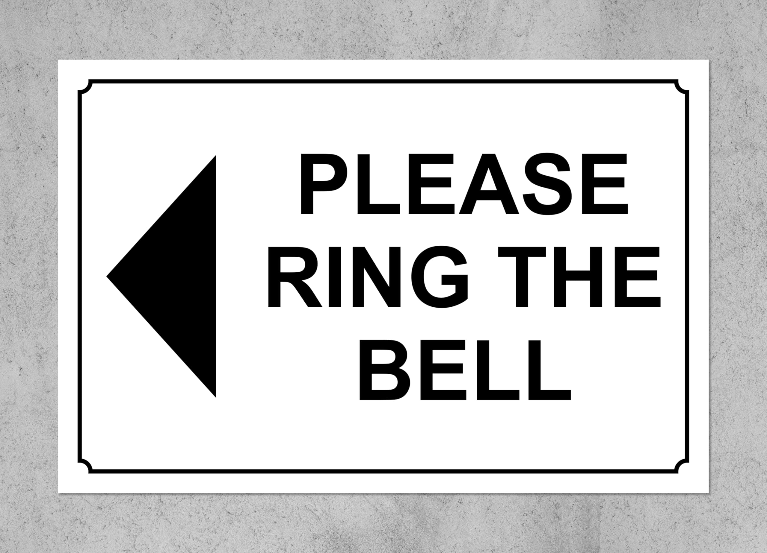 Please ring the bell left arrow Sign - Self adhesive sticker (200mm x 150mm)