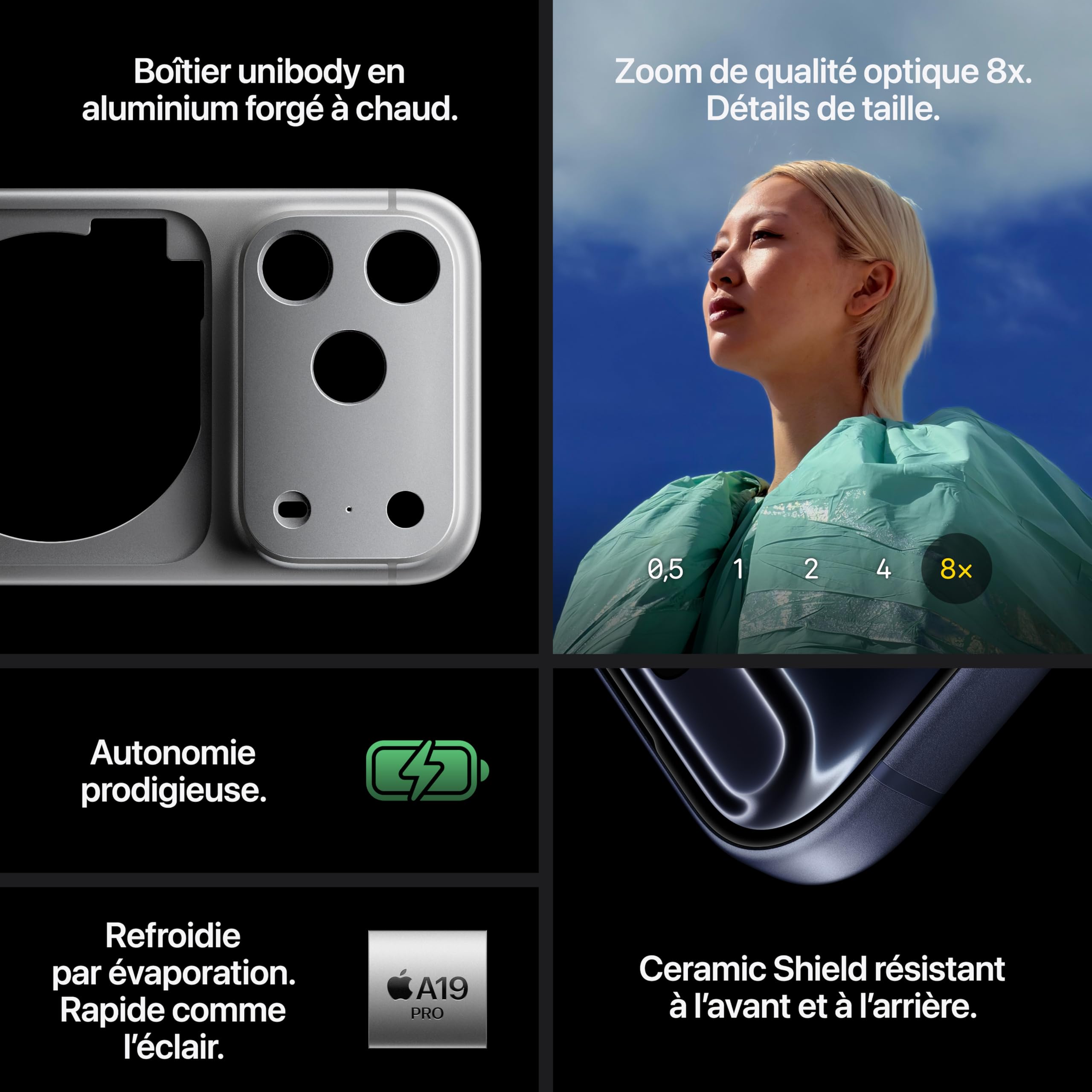 Apple iPhone 17 Pro 256 Go : Écran 6,3 pouces avec ProMotion jusqu’à 120 Hz, Puce A19 Pro, Autonomie prodigieuse, Système caméra Pro Fusion avec caméra avant Center Stage ; Orange cosmique
