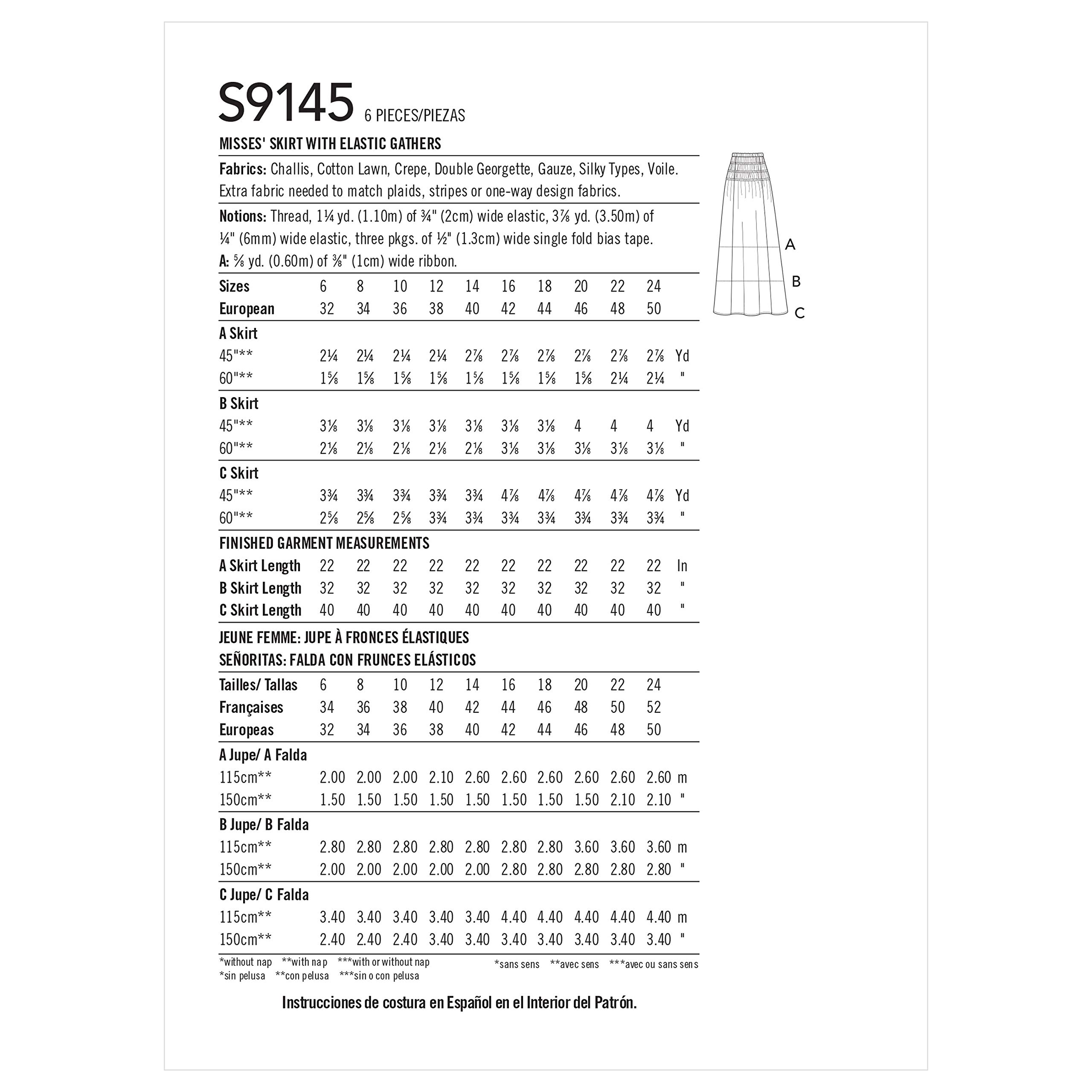 Simplicity S9145 Patron de couture pour jupe pour femme H5 (6-8-10-12-14)