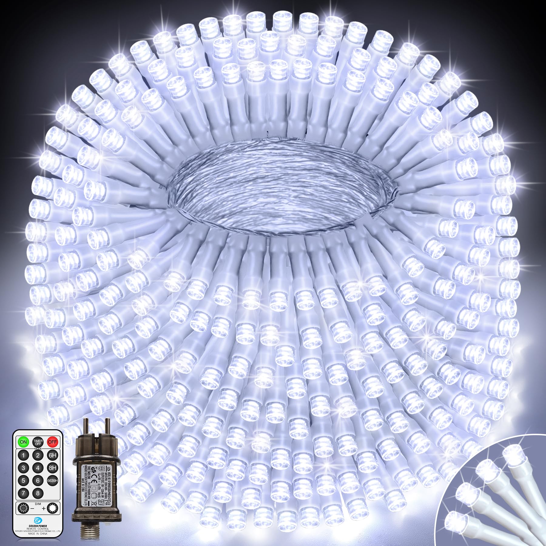 42m 1400 LED Lichterkette Außen Weiß Lichterkette Outdoor Wasserdicht 8 Modi mit Fernbedienung und Timer, Lichterkette Innen für Party Hochzeit Ostern Garten Balkon Weihnachtsbaum deko