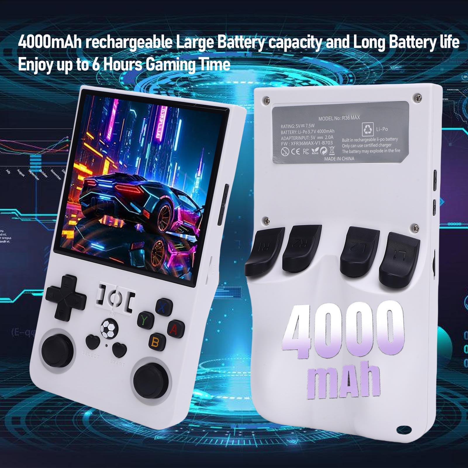 PolyGen Portable Pocket Game Console with Mali G31MP2 GPU, 6 Hour Playtime, 18000+ Classic Games, Handheld Game Console for On The Go Entertainment (64G)