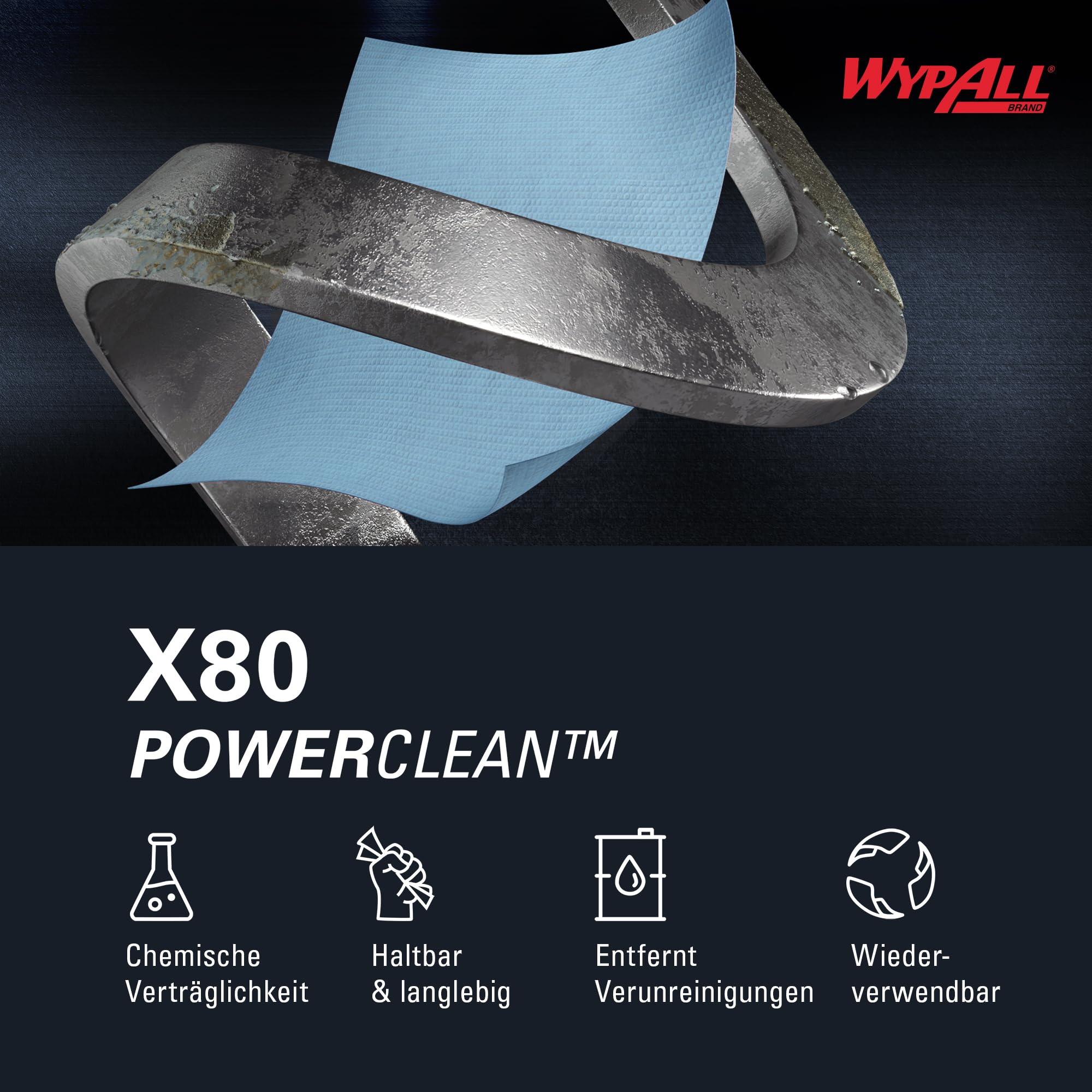 Wypall X80-Tücher, 1 Großrolle mit 455 blauen, 1-lagigen Werkstatthandtüchern., Artikel-Nr. 8347