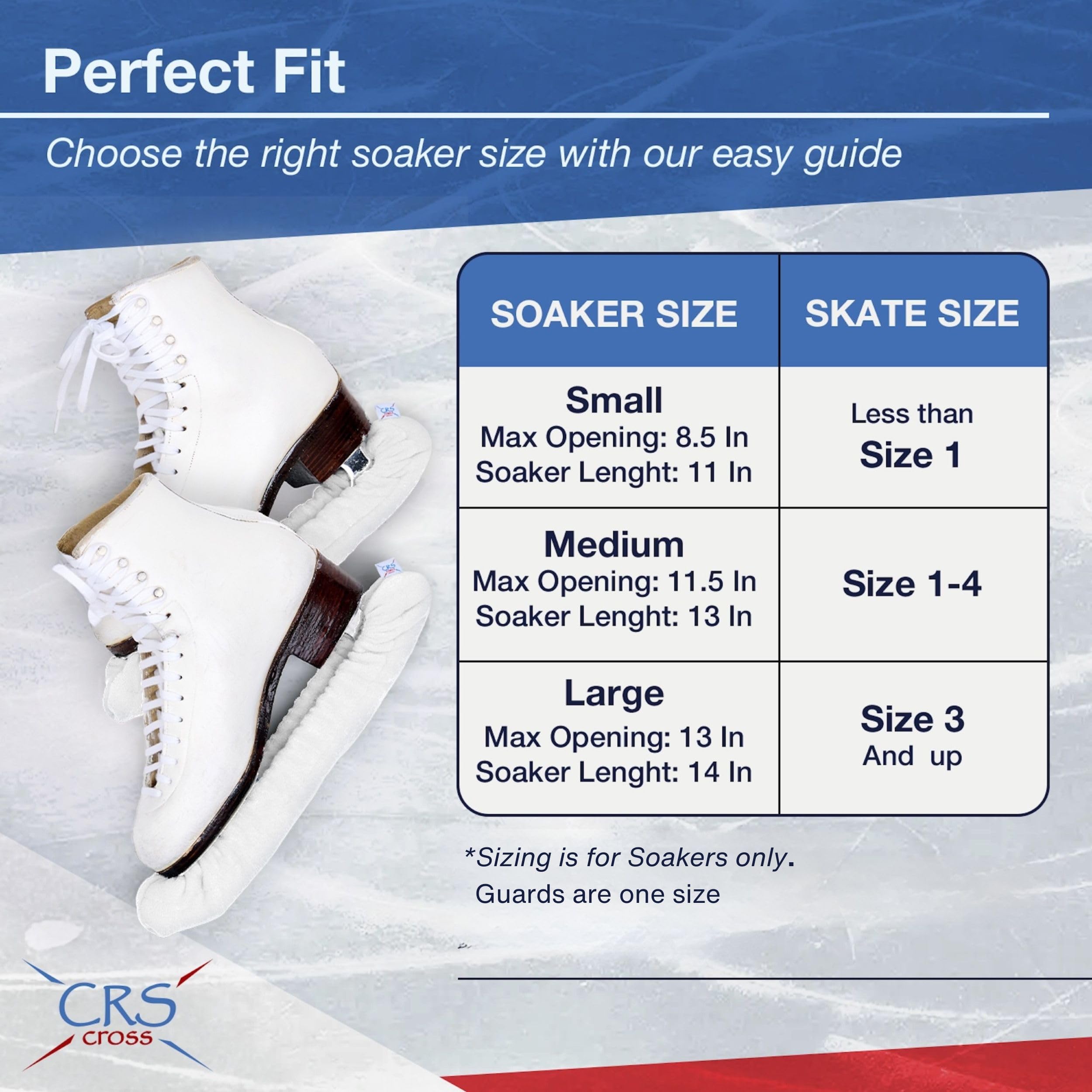 CRS Cross Juego de protectores de patinaje sobre hielo, remojo y toalla, diseño de una pieza con cubiertas suaves de hoja de patinaje y toalla (par de protectores ajustables, no requiere montaje)