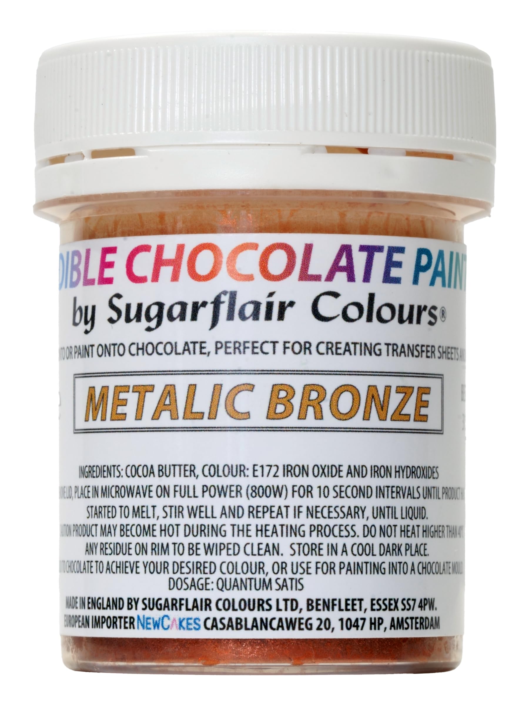 Sugarflair Metallic Bronze Chocolate Paint - Coloured Cocoa Butter for Painting Directly Onto Chocolate, Transfer Sheets or Moulds - 35g