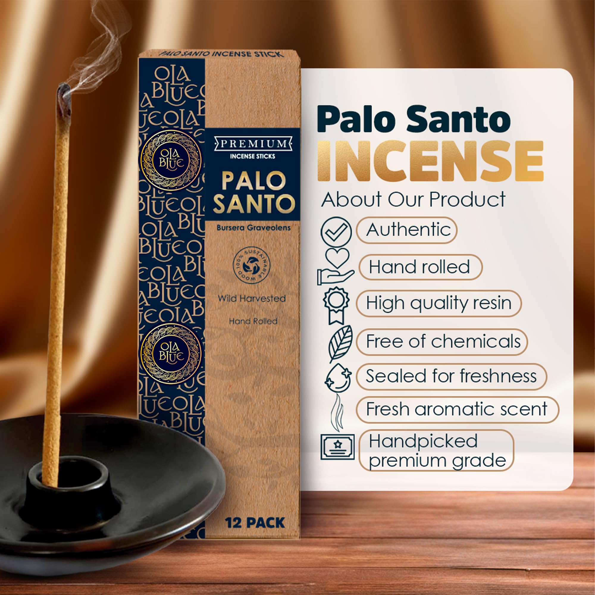 Palo Santo Räucherstäbchen, authentisch aus Peru, handgefertigt und handgerollt, natürliches Holz, Reinigung schlechter Energie für Yoga, Aromatherapie zur Reinigung, Reinigung und