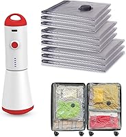 Vista 1 de Travel Vacuum Storage Bags with Rechargeable USB Pump, 9 Pack Carry-On Size Compression Packing Bags for Luggage and Suitcase, Space Saver for