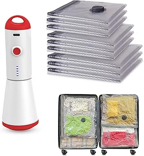 Travel Vacuum Storage Bags with Rechargeable USB Pump, 9 Pack Carry-On Size Compression Packing